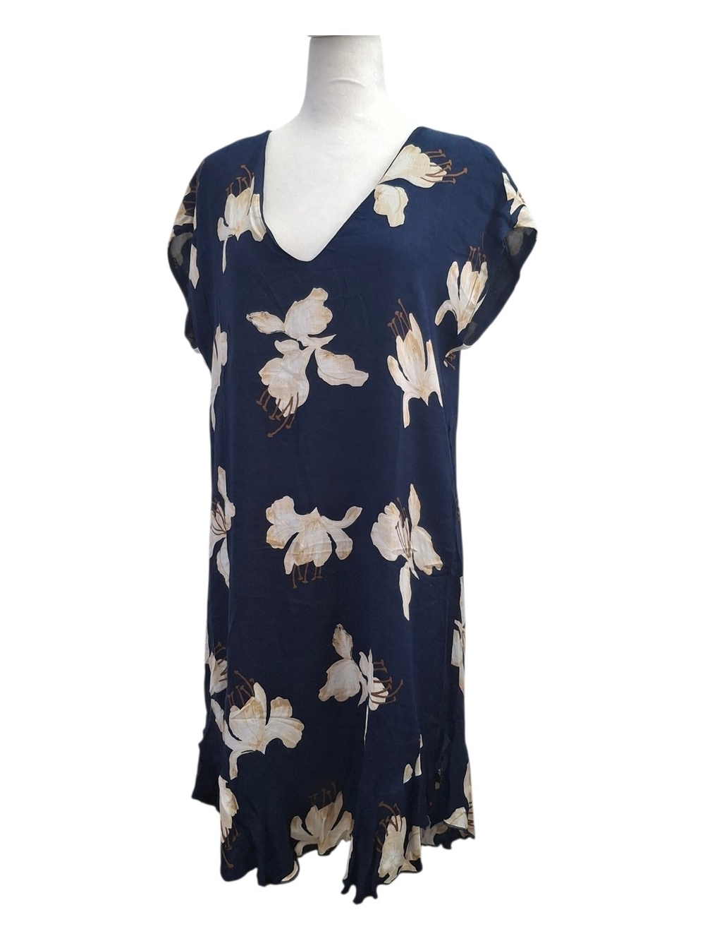 Lucky Brand Women's Navy Floral V-Neck Mini Dress - Size M